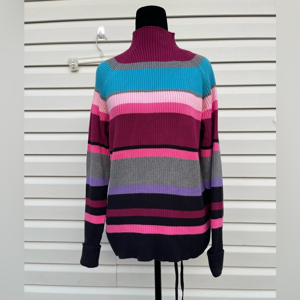 Studio Works size XL 100%cotton Vibrant Striped Turtleneck Sweater